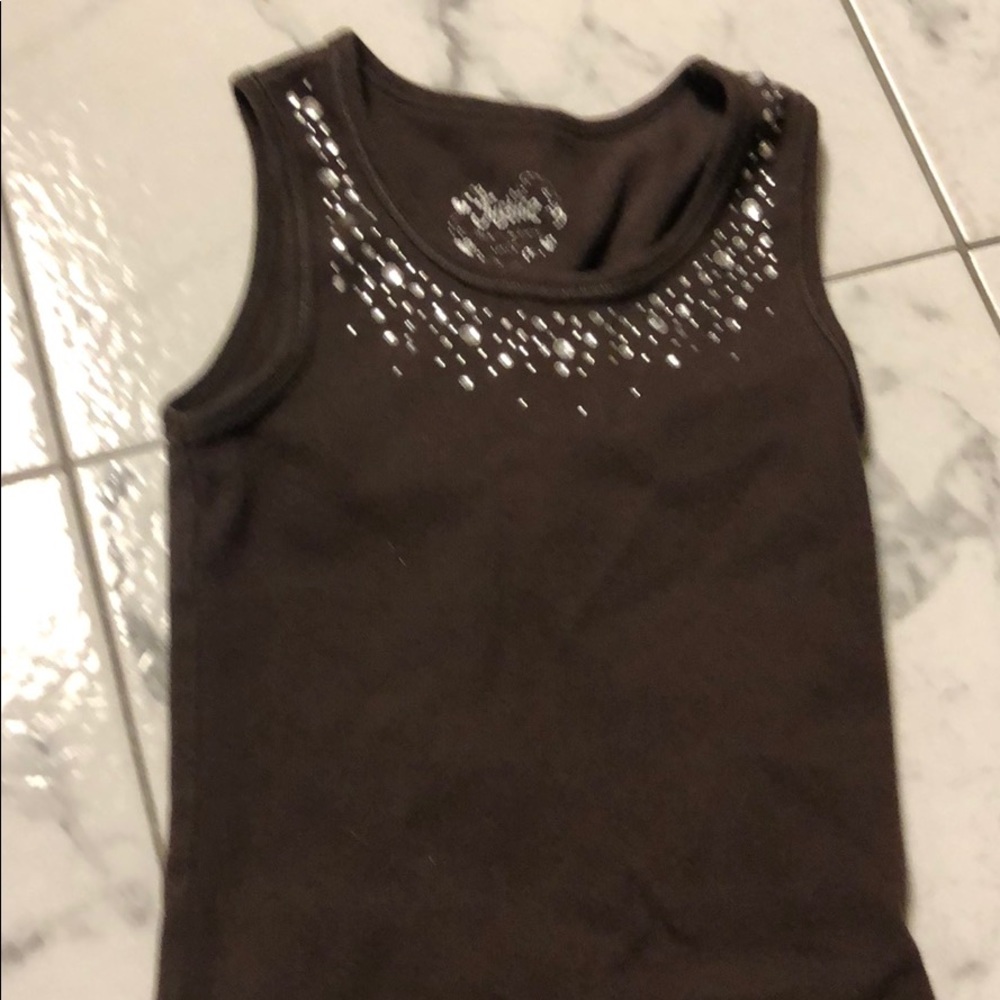 Brown tank top with bling